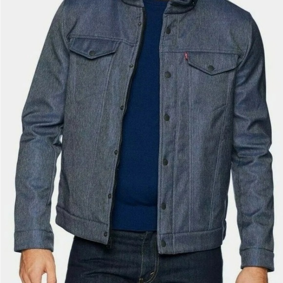 Levi's Trucker All Weather Water Resist Soft Shell Blue Denim Jacket Men’s XXL - Picture 2 of 14